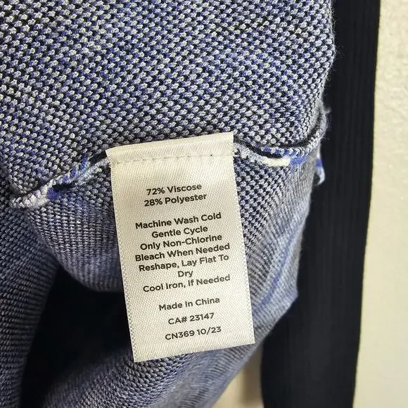 Talbots Womens Abstract Geometric Turtleneck Sweater Size PS Preppy Artsy Blue - Picture 8 of 9